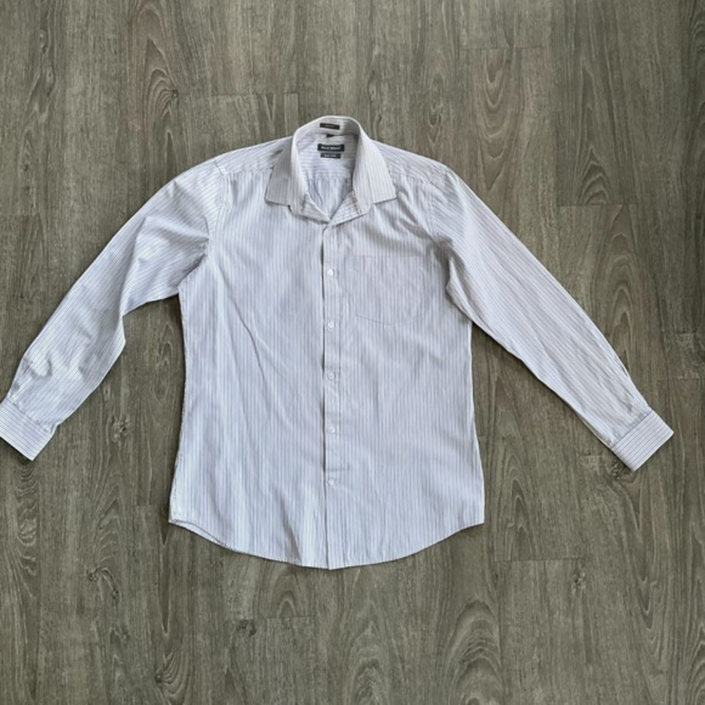 West Street Slim Fit Button Down Shirt Size 40 Striped‎ Long Sleeve EUC